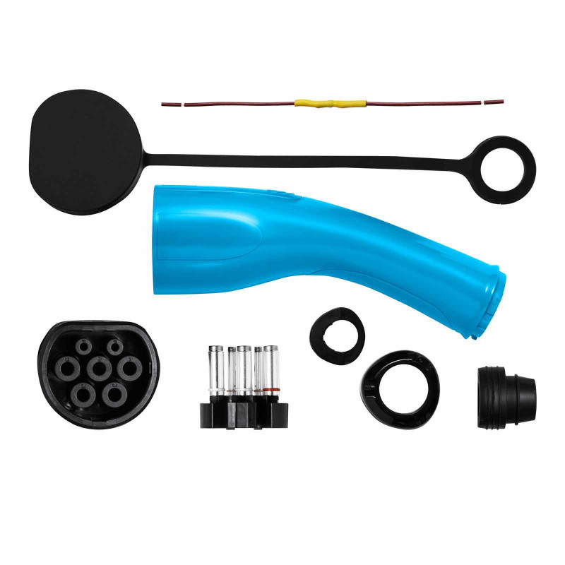 Akyga AK-SC-E04 Typ-2-Ladekupplung (IEC 62196-2) für Elektrofahrzeuge, 1-phasig, 32 A, Blau