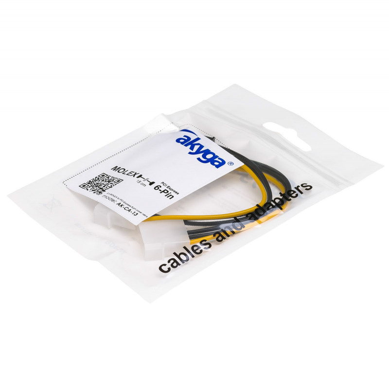 Akyga AK-CA-13 2x Molex (M) auf PCIe 6-Pin (F) Stromadapterkabel, 15 cm