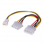 Akyga AK-CA-35 Lüfter-Stromverteiler Molex (Buchse) auf Molex (Stecker) + 3-Pin 12 V (Stecker), 2x 15 cm