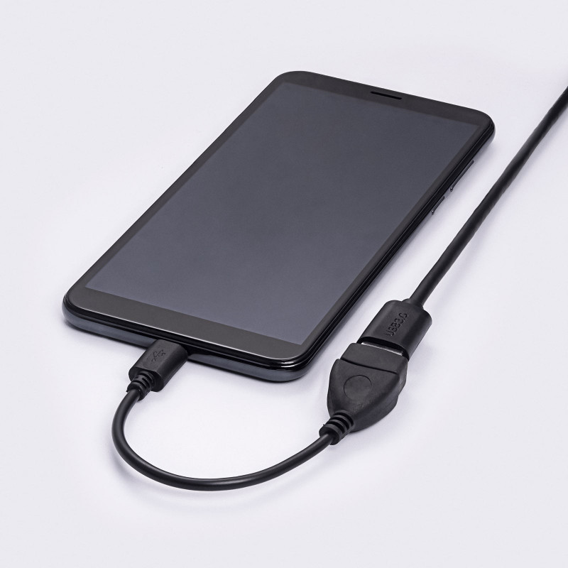 Akyga AK-AD-09 Micro USB-B (M) auf USB-A (F) OTG-Adapterkabel, 15 cm, Schwarz