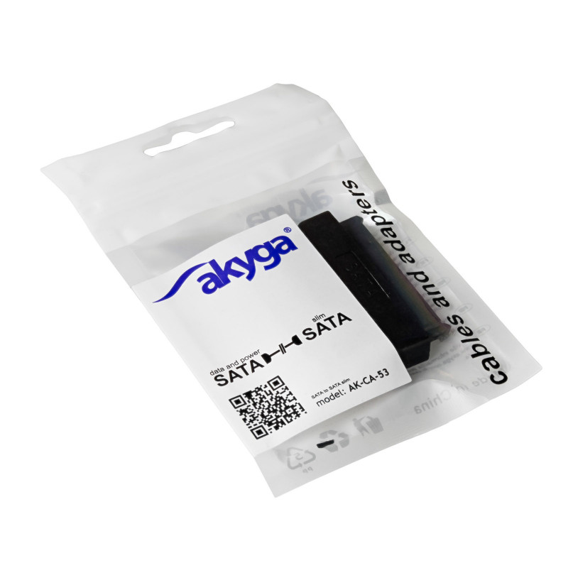Akyga AK-CA-53 Slim-SATA (Stecker) auf SATA 22-Pin (Buchse) Adapter, Schwarz