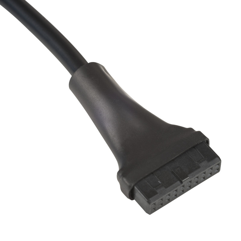 Akyga AK-CA-75 Internes USB 2.0 9-Pin (M) auf USB 3.0 19-Pin (F) Header-Adapterkabel, 20 cm, Schwarz