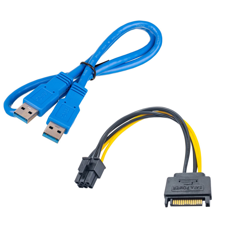 Akyga AK-CA-64 PCIe x1 auf x16 Riser-Kit mit 55 cm USB-3.0-Kabel