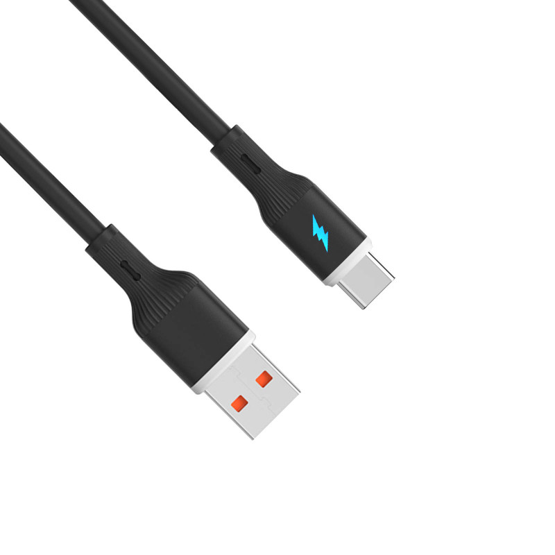Akyga AK-USB-62 USB-Kabel USB-A (m) / USB-C (m), USB 2.0, 18W, 1 m, schwarz, Silikon