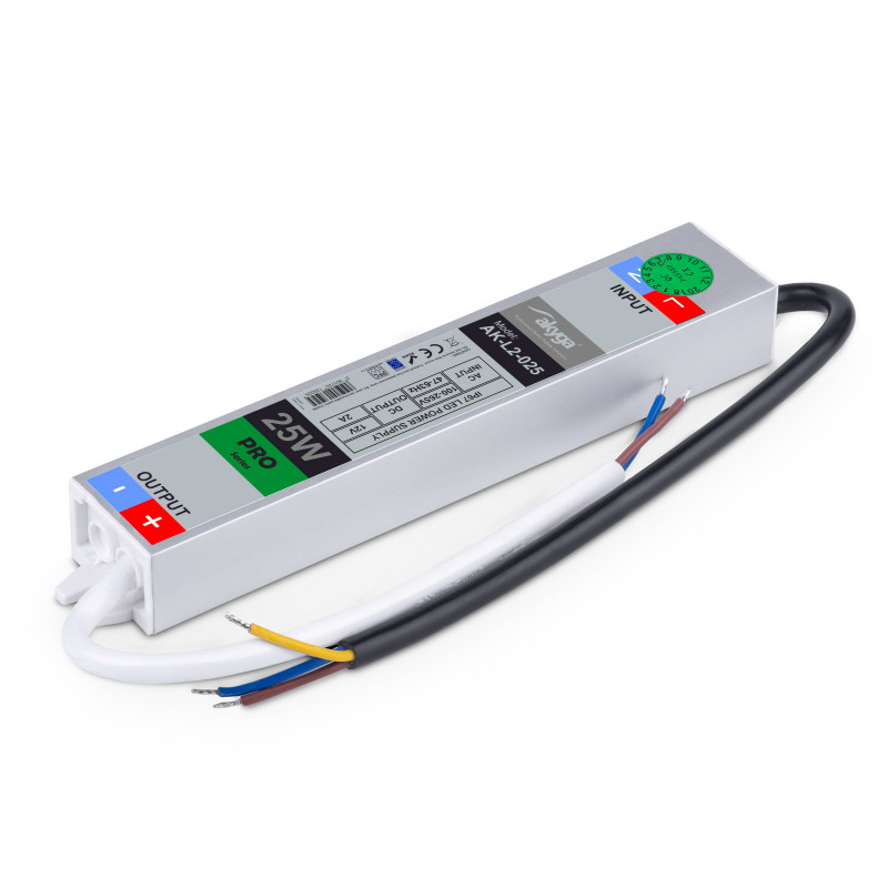 Akyga AK-L2-025 wasserdichtes LED-Schaltnetzteil 12 V, 2 A, 25 W, IP67