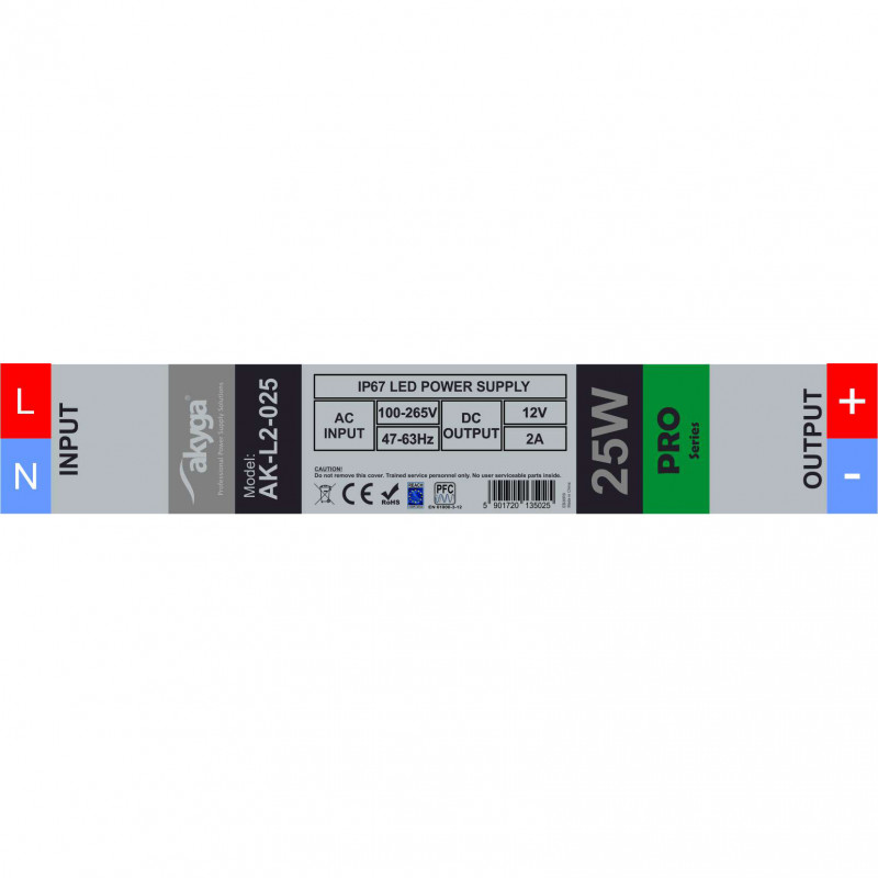 Akyga AK-L2-025 wasserdichtes LED-Schaltnetzteil 12 V, 2 A, 25 W, IP67