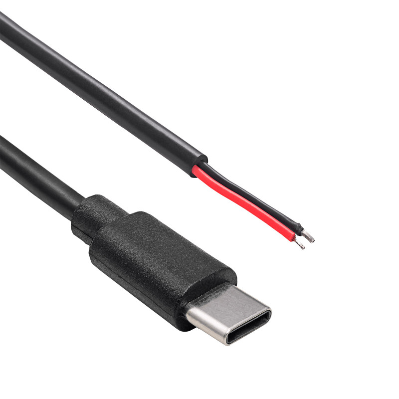 Akyga AK-SC-38 USB-C-Stecker Servicekabel mit offenem Ende, 10 W (5 V / 2 A), 1 m, schwarz