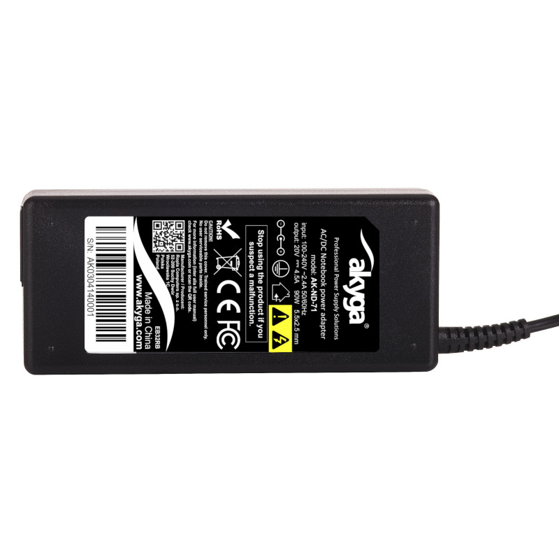 Akyga AK-ND-71 Notebook-Netzteil 20 V / 4,5 A, 90 W, 5,5 x 2,5 mm, 1,2 m, für Lenovo