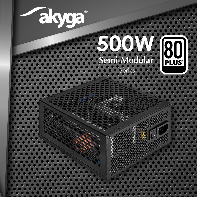 Akyga AK-FL-500 lüfterloses ATX-Netzteil 500 W, vollmodular, 80 PLUS, APFC