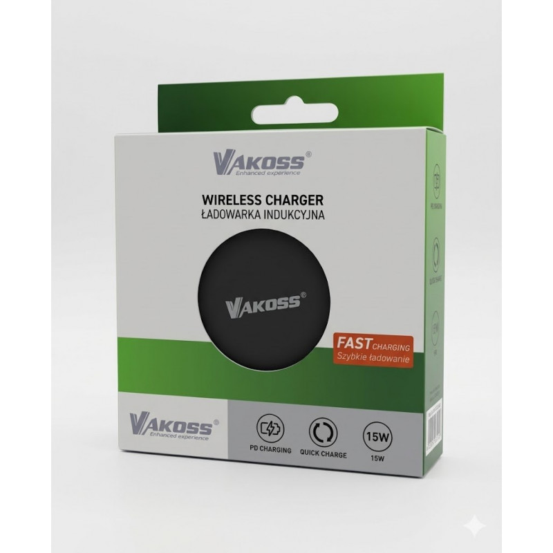 Vakoss MY5316K magnetisches kabelloses Ladegerät, 15 W, schwarz