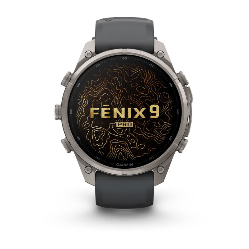 Garmin Fenix 9 Pro Smartwatch, 47 mm, Titangehäuse, Graphit/Schwarz Silikonarmband