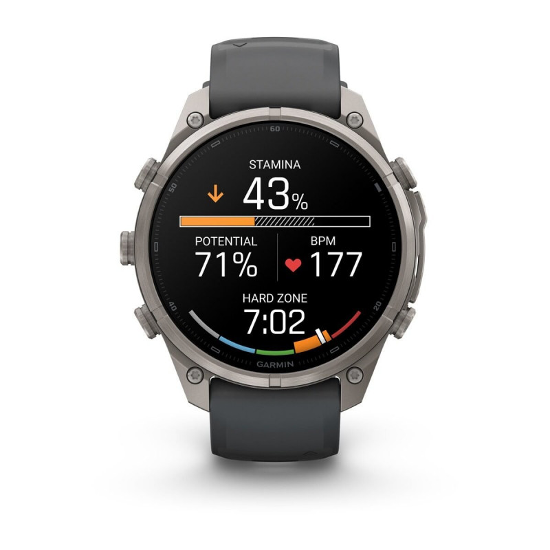 Garmin Fenix 9 Pro Smartwatch, 47 mm, Titangehäuse, Graphit/Schwarz Silikonarmband