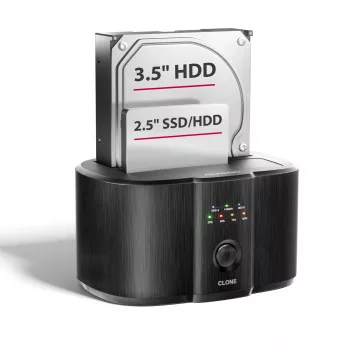 Axagon ADSA-SC Dockingstation für 2,5/3,5-Zoll-SATA-Laufwerke, USB-C 5 Gbit/s, mit Klonfunktion