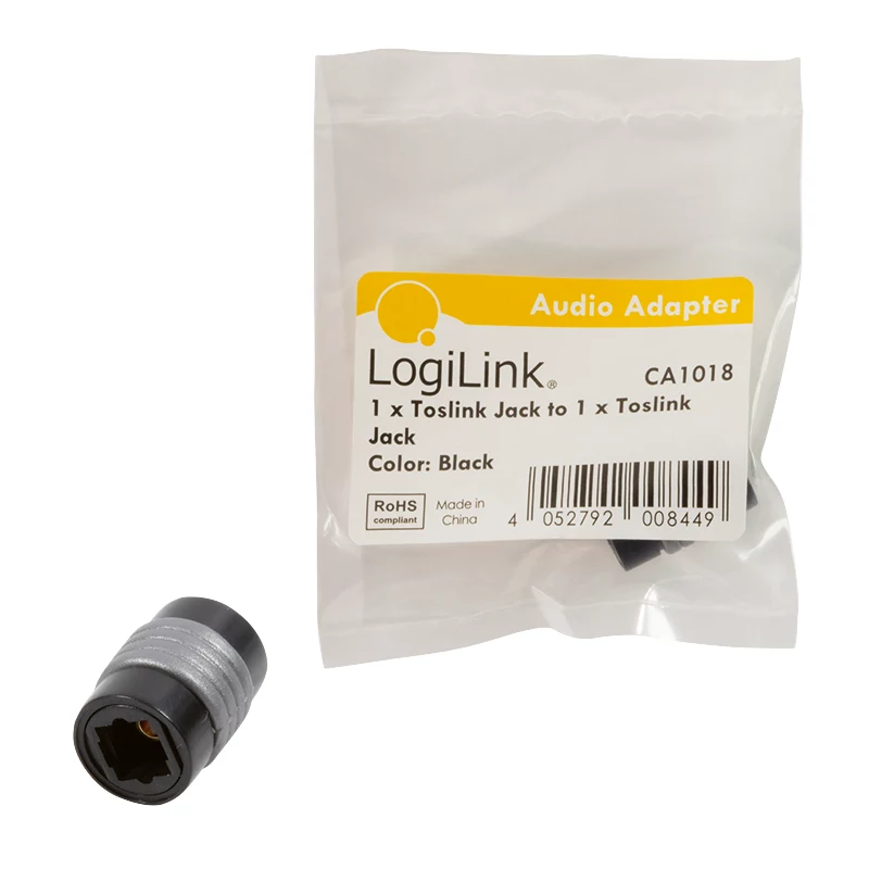 LogiLink CA1018 Toslink-Audioadapter, Toslink-Buchse auf Toslink-Buchse, schwarz