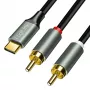 LogiLink CUA0141 USB 2.0 Type-C auf 2x Cinch Kabel, Stereo-Audio, Aluminium, schwarz/silber, 1,5 m