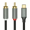 LogiLink CUA0142 USB 2.0 Type-C auf 2x Cinch Kabel, Stereo-Audio, Aluminium, schwarz/silber, 2 m