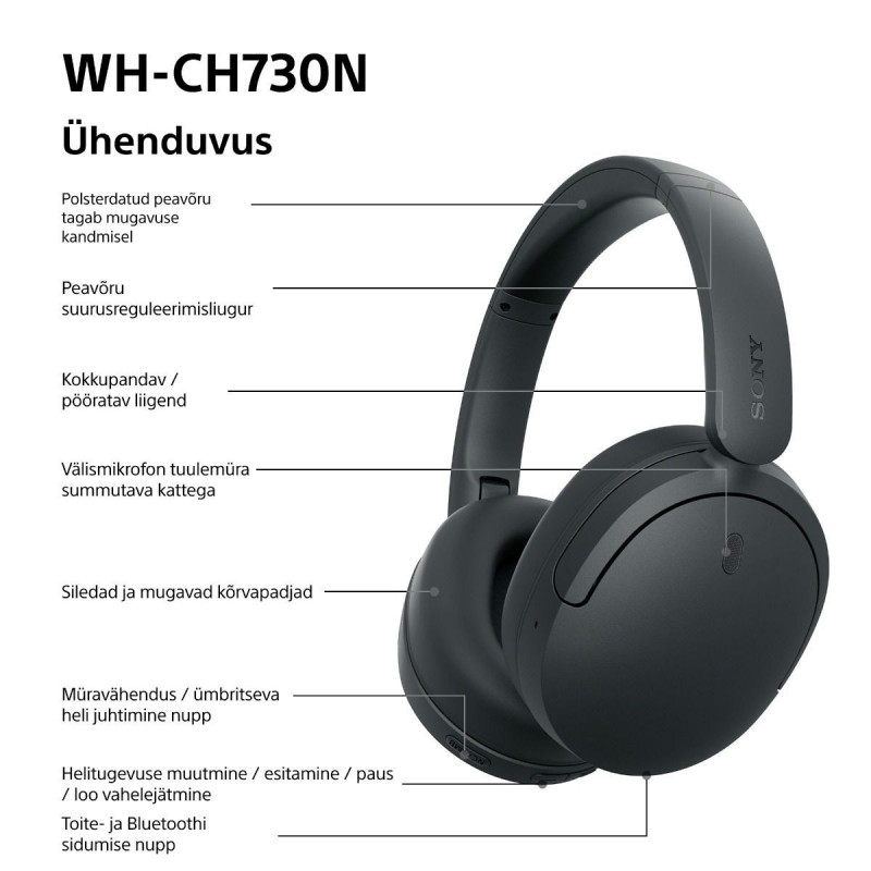 Sony WH-CH730N kabellose Kopfhörer mit Geräuschunterdrückung, schwarz
