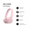 Sony WH-CH530 Bluetooth On-Ear-Kopfhörer mit Mikrofon, Geräuschreduzierung, rosa