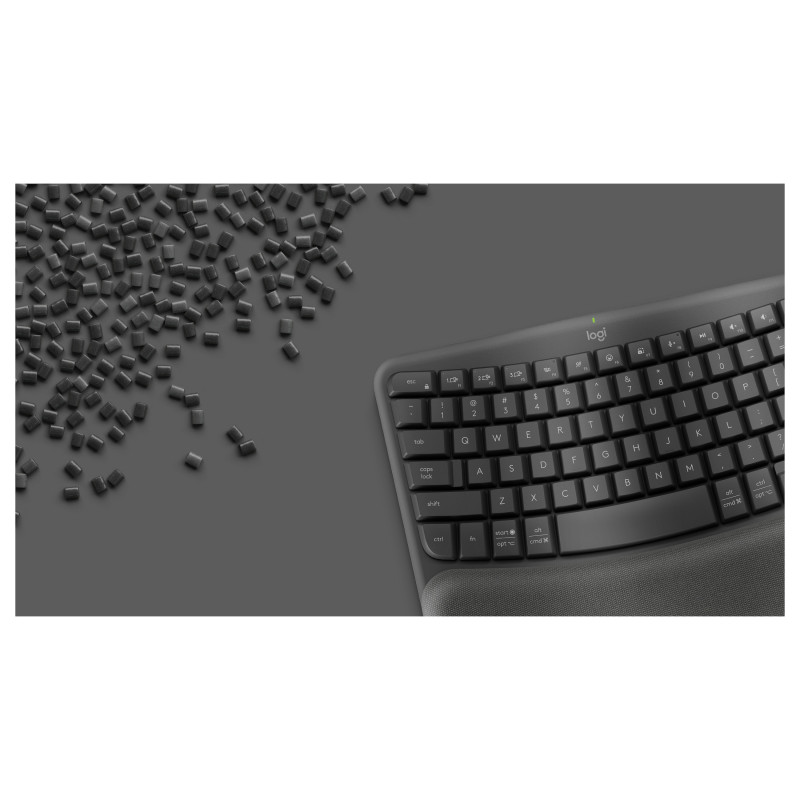 Logitech Wave Keys 920-012289 kabellose ergonomische Tastatur, 2,4 GHz / Bluetooth, Schweizer Layout (CH), Graphit