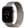 Apple Watch Series 12 Smartwatch, GPS + Cellular, 42 mm, Titangehäuse in Natur, Milanaise-Armband in Natur