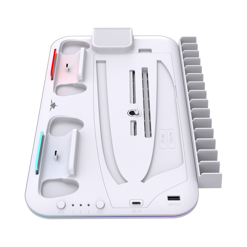 White Shark KIMURA PRO PS5 Kühlpad mit 2 Ladestationen, Weiß
