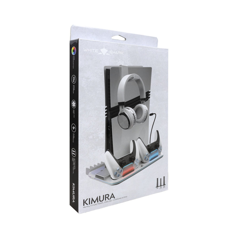 White Shark KIMURA PRO PS5 Kühlpad mit 2 Ladestationen, Weiß