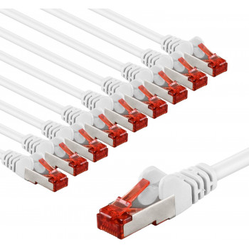 Goobay 66647 CAT 6 Patchkabel, S/FTP (PiMF), 2 m, weiß (10 Stück)