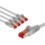 Goobay 66651 CAT 6 Patchkabel, S/FTP, 2 m, grau (5 Stück)