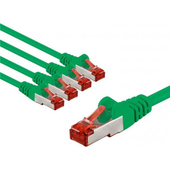 Goobay 66659 CAT 6 Patchkabel, S/FTP (PiMF), 2 m, grün, Kupferleiter (CU), 5 Stück
