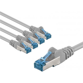 Goobay 67516 CAT 6a Patchkabel, S/FTP, 2 m, grau, 5 Stück