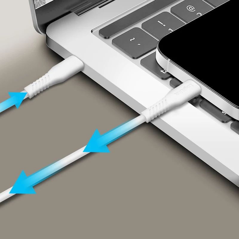 LogiLink CU0261 USB-2.0-Kabel USB-C auf USB-C, 480 Mbit/s, 60 W, weiß, 0,5 m