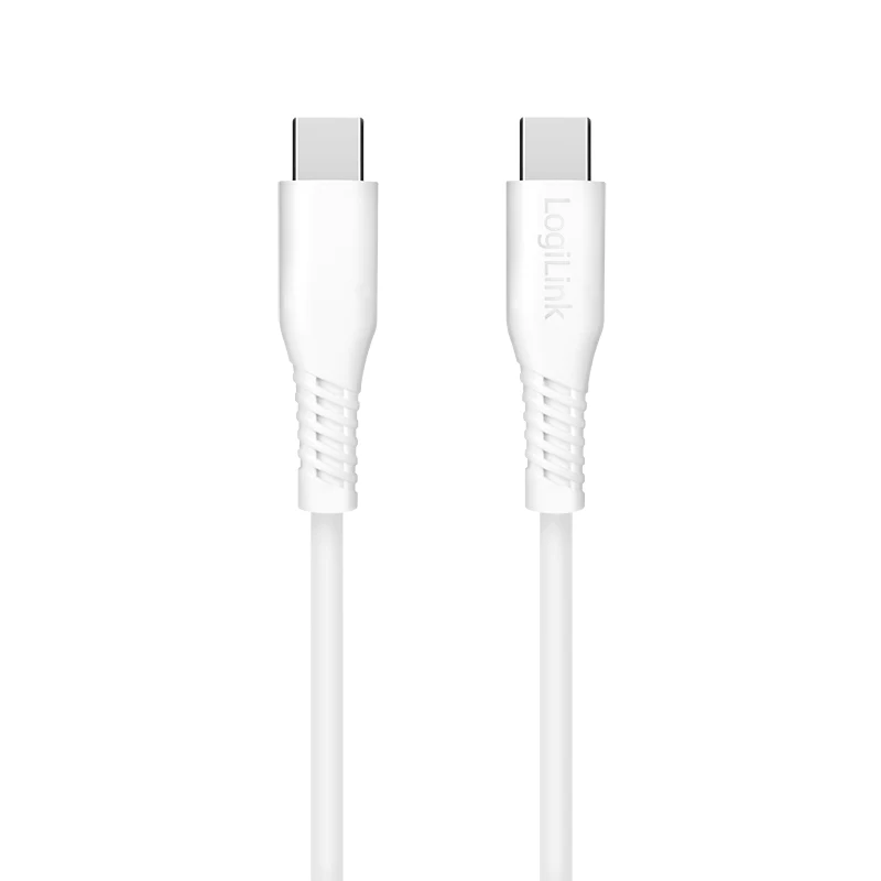 LogiLink CU0263 USB-2.0-Kabel USB-C auf USB-C, 480 Mbit/s, 60 W, weiß, 1,5 m