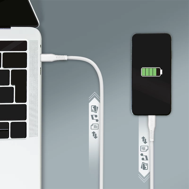 LogiLink CU0263 USB-2.0-Kabel USB-C auf USB-C, 480 Mbit/s, 60 W, weiß, 1,5 m