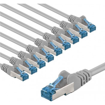 Goobay 67525 Patchkabel Cat 6a S/FTP (PiMF), 1 m, grau (10 Stück)