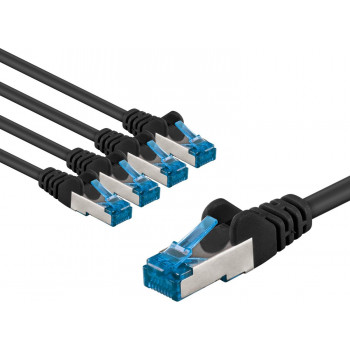 Goobay 67538 Patchkabel Cat 6a S/FTP (PiMF), 2 m, schwarz (5 Stück)