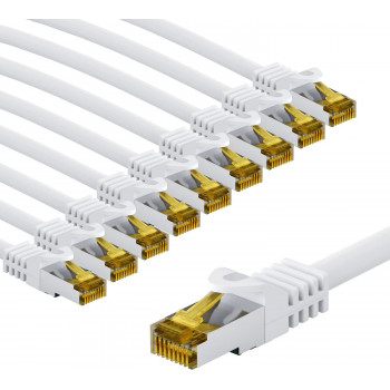 Goobay 69449 RJ45-Patchkabel CAT 6A S/FTP (PiMF), 500 MHz, mit CAT 7 Rohkabel, 2 m, weiß (10 Stück)