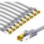 Goobay 69515 RJ45-Patchkabel CAT 6A S/FTP (PiMF) mit CAT-7-Rohkabel, 1 m, grau (10 Stück)