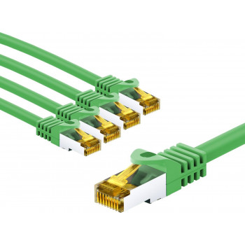 Goobay 69576 RJ45-Patchkabel CAT 6A S/FTP (PiMF), 500 MHz mit CAT 7 Rohkabel, 2 m, grün (5 Stück)