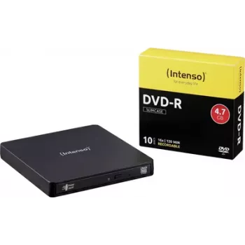 Intenso Bundle externer DVD-Brenner, Micro-USB B (USB 3.2 Gen 1), Retail, Schwarz