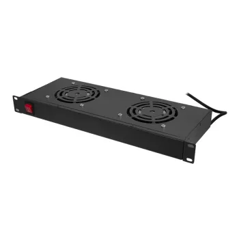 LogiLink FAU102B 19″-Lüftereinheit, 2 Lüfter, mit Schalter, 1HE, schwarz