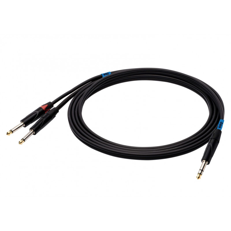 SSQ JSJM1 SS-1452 Audiokabel, Stereo-Klinke auf 2x Mono-Klinke, 1 m, schwarz
