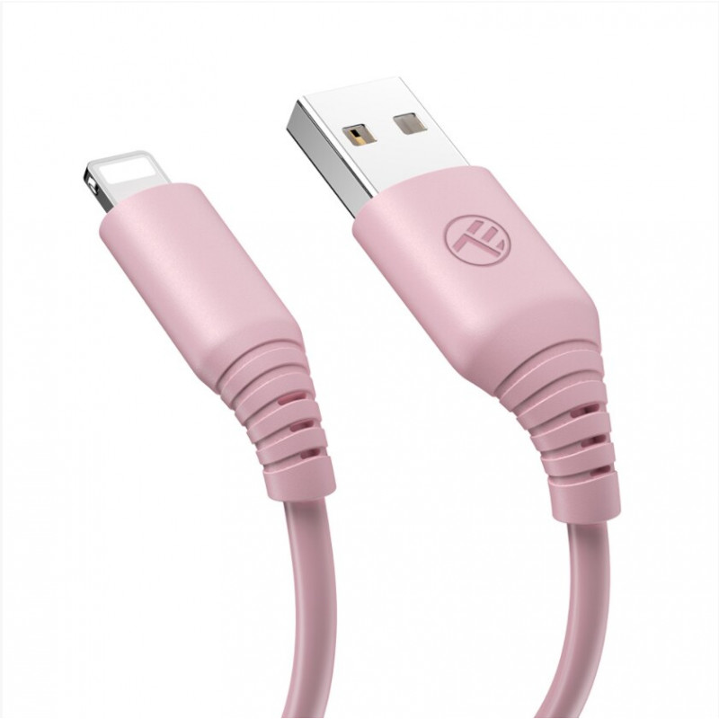 Tellur Silikon USB-auf-Lightning-Kabel, 3 A, 1 m, Rosa