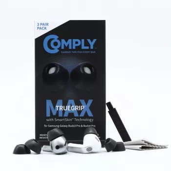 Comply MAX Ohrpassstücke für Galaxy Buds3 Pro, Schwarz, klein (S)