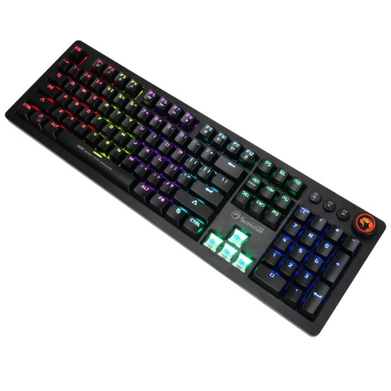 Marvo KG917 mechanische Gaming-Tastatur, US-Layout, RGB, Jixian-Blue-Schalter, USB, schwarz