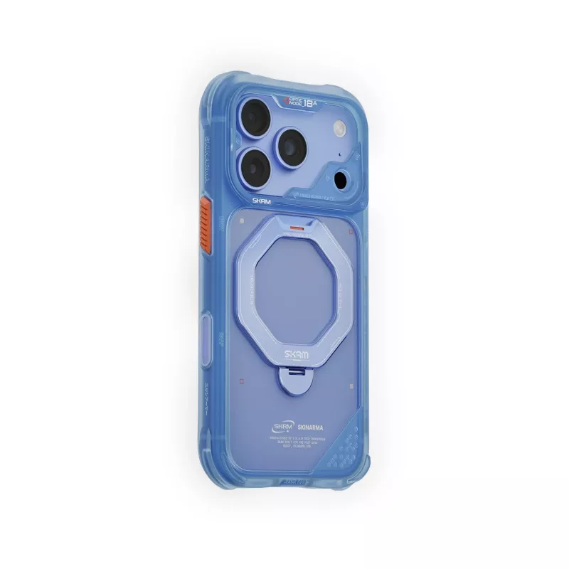 Skinarma Saturn Skin000483 Hülle mit MagSafe und RotatingKick Stand für iPhone 18 Pro / 17 Pro, blau