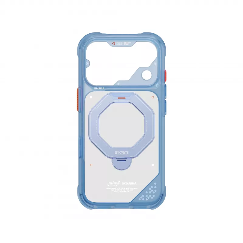 Skinarma Saturn Skin000483 Hülle mit MagSafe und RotatingKick Stand für iPhone 18 Pro / 17 Pro, blau
