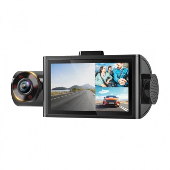 WOLFBOX i07 Dashcam, 2,5K vorn + 1080p hinten und Innenkamera, WLAN