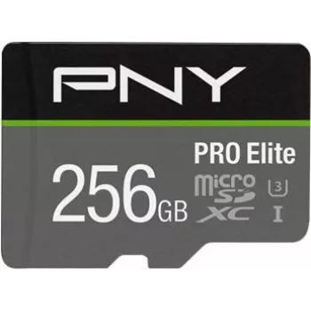 PNY PRO Elite P-SDU256V31100PRO-GE microSDXC-Speicherkarte, 256 GB, UHS-I U3, A1, V30, mit SD-Adapter