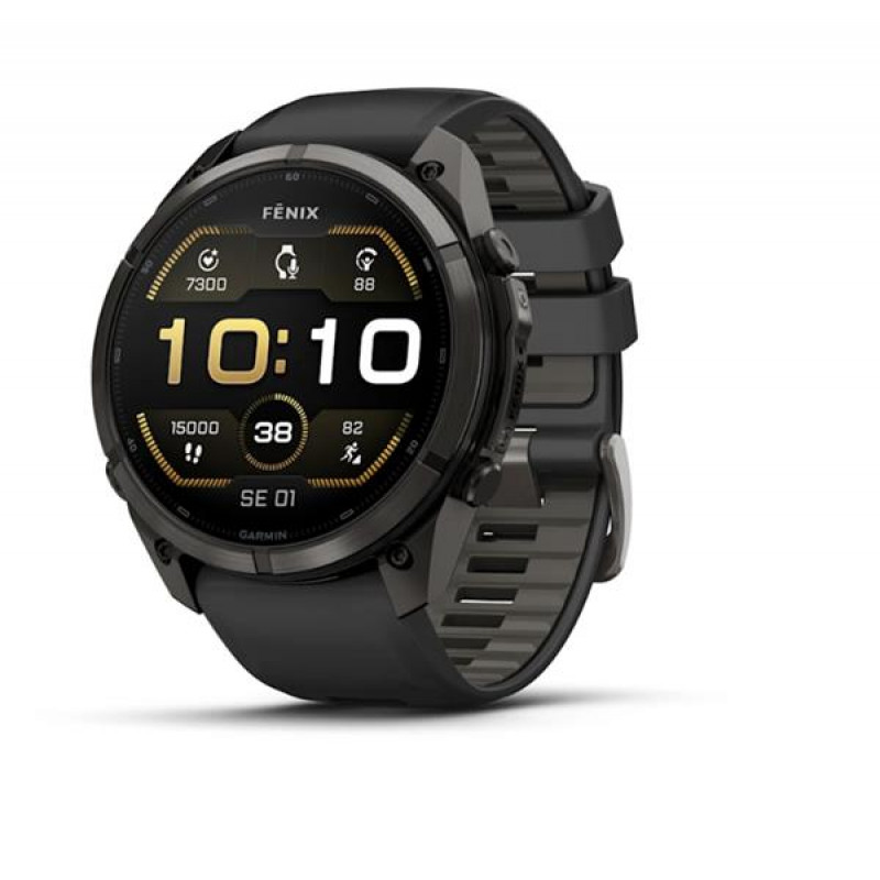 Garmin Fenix 9 Pro 010-04337-16 Smartwatch, 51 mm, Carbon Gray DLC Titan, Armband aus schwarzem/Pebble-Grey-Silikon