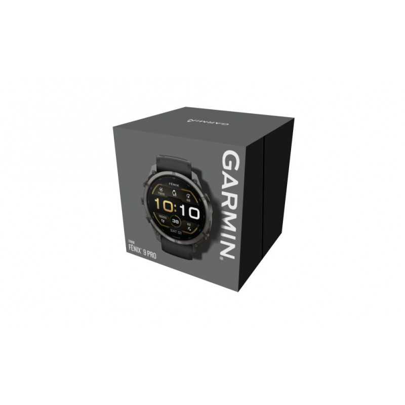Garmin Fenix 9 Pro 010-04337-16 Smartwatch, 51 mm, Carbon Gray DLC Titan, Armband aus schwarzem/Pebble-Grey-Silikon